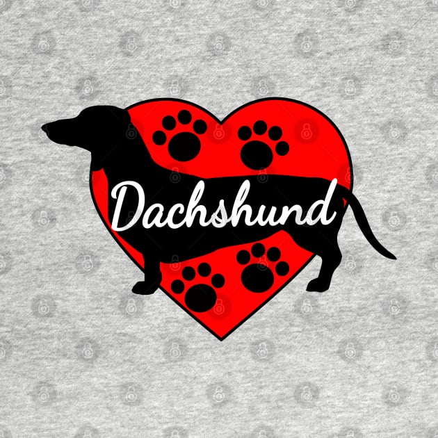 Dachshund Love Dog Paws And Red Hearts by Braznyc